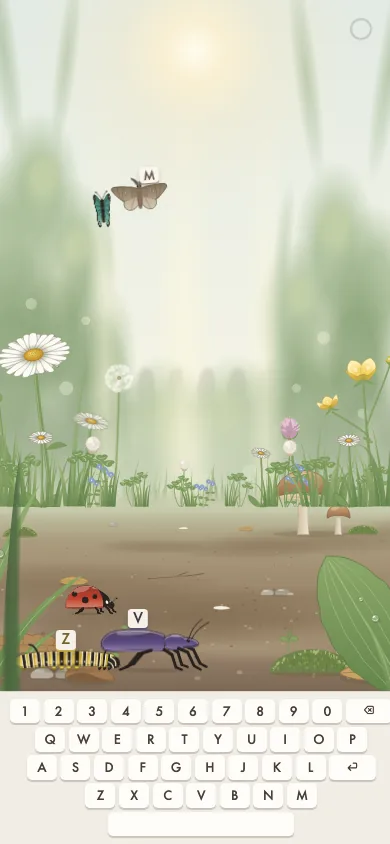 Dino Keys on a phone: the Bugs world with a ladybug, ant and butterflies
